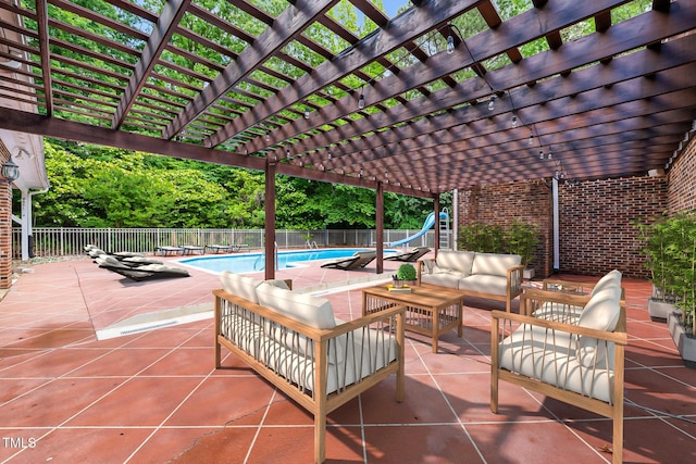 1514 Lawrence Rd, Creedmoor, NC 27522 - view of patio / terrace with outdoor lounge area and a pergola