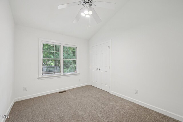1102 Laurens Way, Knightdale, NC 27545 - carpeted spare room featuring a ceiling fan, baseboards, and vaulted ceiling
