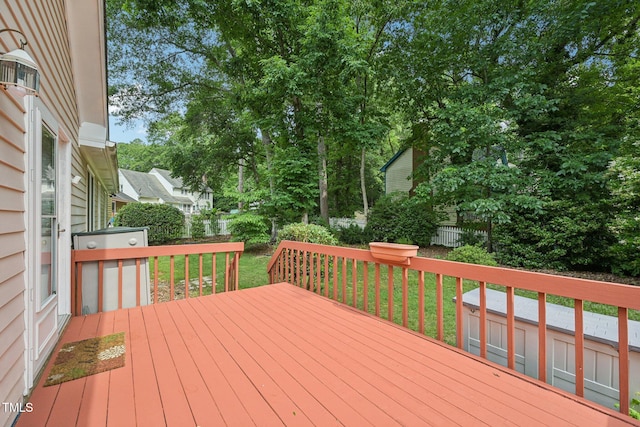 1102 Laurens Way, Knightdale, NC 27545 - wooden deck with view of wooded area