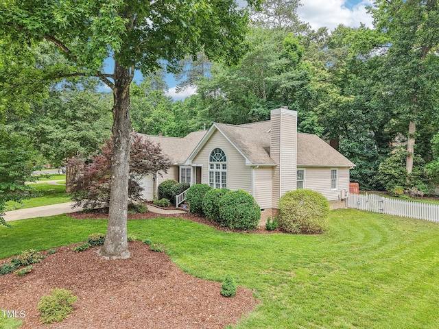 1102 Laurens Way, Knightdale, NC 27545 - view of front of property with a chimney, a garage, a shingled roof, and crawl space