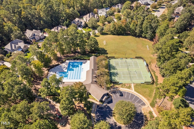 39 Forked Pine Ct, Chapel Hill, NC 27517 - aerial overview of property's location featuring a pool area and nearby suburban area