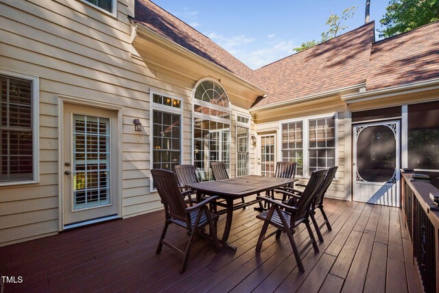 39 Forked Pine Ct, Chapel Hill, NC 27517 - wooden deck with outdoor dining space