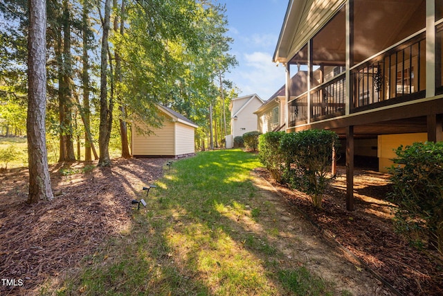 39 Forked Pine Ct, Chapel Hill, NC 27517 - view of grassy yard with a sunroom