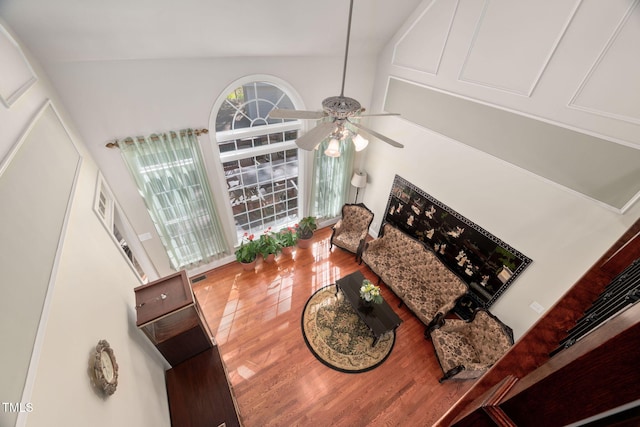 39 Forked Pine Ct, Chapel Hill, NC 27517 - living room with wood finished floors and ceiling fan