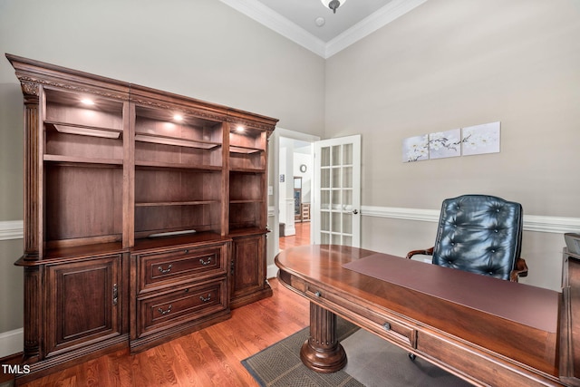 39 Forked Pine Ct, Chapel Hill, NC 27517 - office area featuring dark wood finished floors and ornamental molding