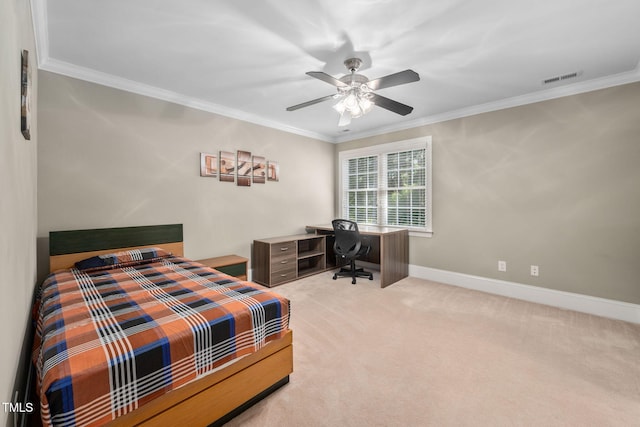 39 Forked Pine Ct, Chapel Hill, NC 27517 - carpeted bedroom featuring ornamental molding, an office area, baseboards, and ceiling fan