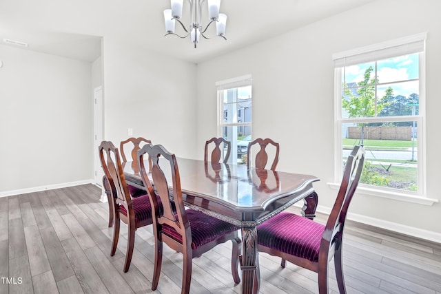 4601 Okeechobee Ct, Fuquay Varina, NC 27526 - dining room featuring a chandelier, light wood-style flooring, and baseboards