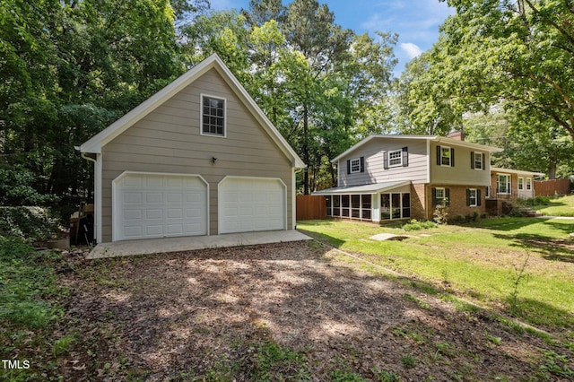 view of detached garage