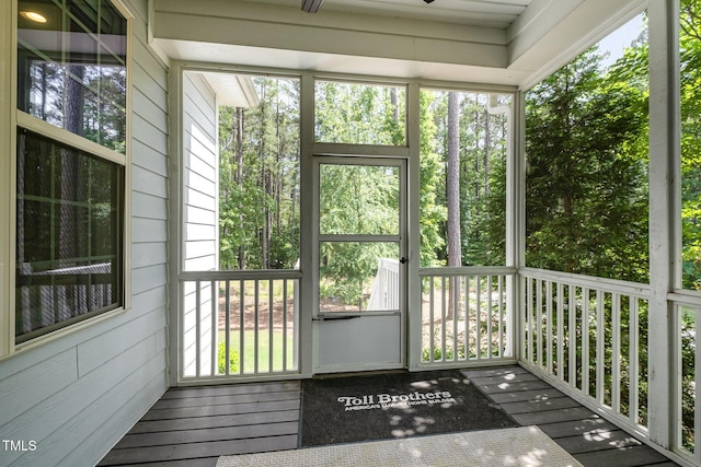 view of unfurnished sunroom