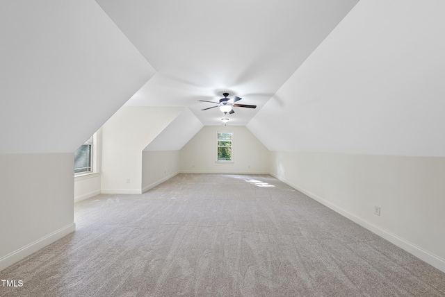 1211 New Grissom Way, Wake Forest, NC 27587 - additional living space with carpet flooring, vaulted ceiling, baseboards, and ceiling fan