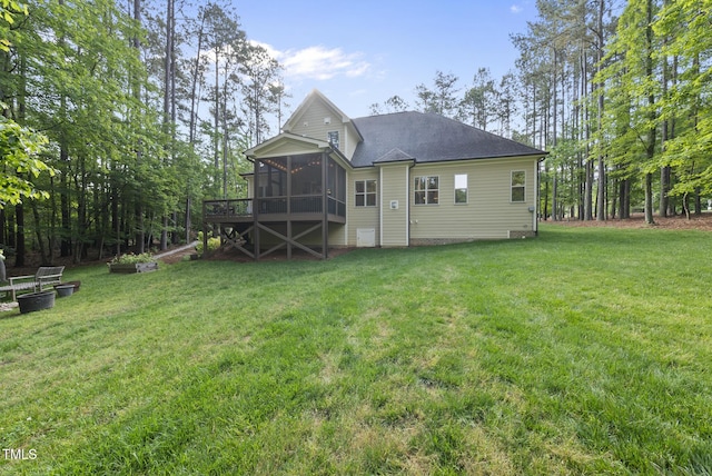 1211 New Grissom Way, Wake Forest, NC 27587 - rear view of property featuring a sunroom, a lawn, and a shingled roof