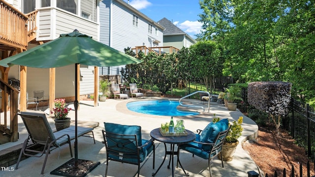 view of pool with a patio and a fenced backyard