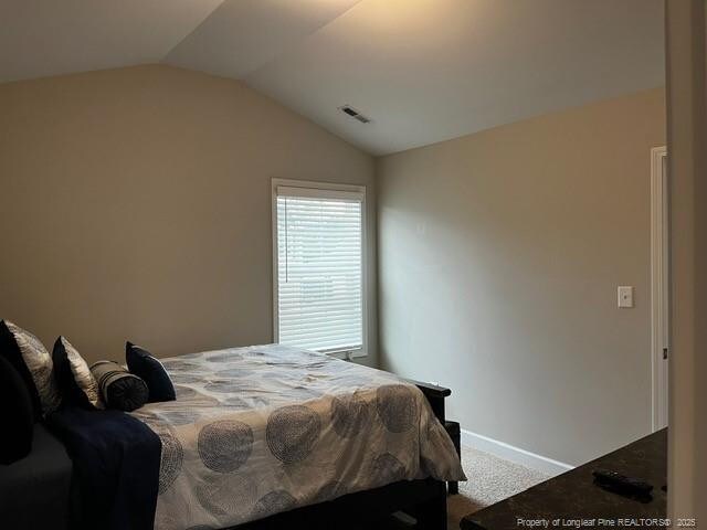 116 Georgia Dr, Raeford, NC 28376 - bedroom featuring lofted ceiling, carpet, and baseboards