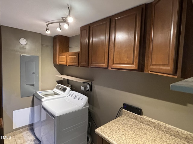 704 S Mineral Springs Rd, Durham, NC 27703 - laundry area with electric panel, washer and dryer, and cabinet space