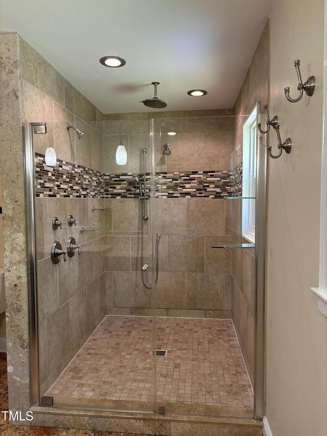 704 S Mineral Springs Rd, Durham, NC 27703 - bathroom featuring a shower stall and recessed lighting
