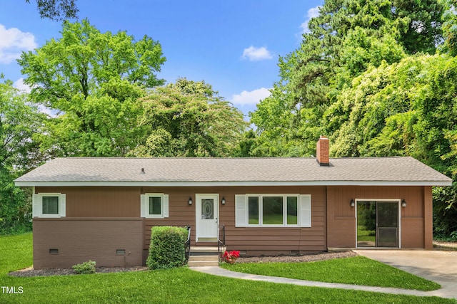 330 Wilmot Dr, Raleigh, NC 27606 - ranch-style house featuring crawl space, a chimney, and a front lawn