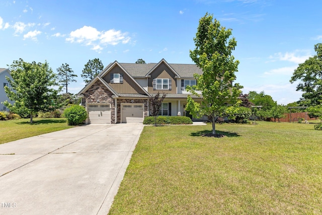 870 Kentucky Derby Ln, Lillington, NC 27546 - craftsman-style house featuring driveway, stone siding, and board and batten siding