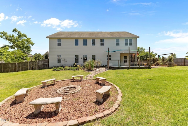 870 Kentucky Derby Ln, Lillington, NC 27546 - rear view of house featuring an outdoor fire pit