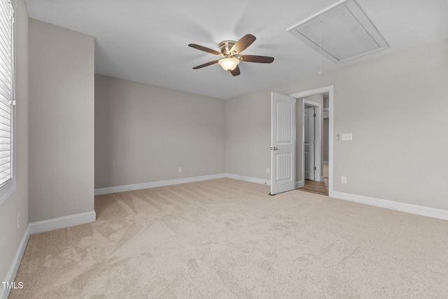 870 Kentucky Derby Ln, Lillington, NC 27546 - unfurnished bedroom featuring attic access, carpet floors, baseboards, and a ceiling fan