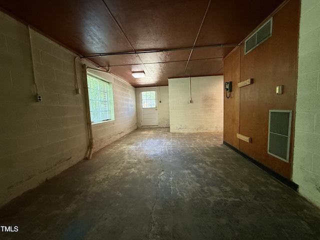 420 Rodwell St, Warrenton, NC 27589 - interior space with concrete floors and concrete block wall