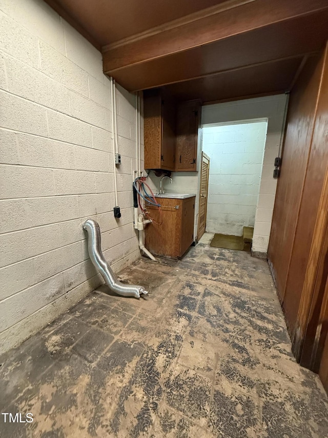 420 Rodwell St, Warrenton, NC 27589 - interior space with concrete block wall
