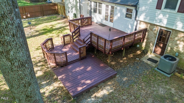 wooden terrace with central AC unit