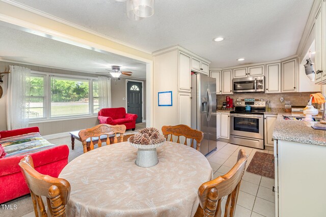 80 Lewis Moody Rd, Bear Creek, NC 27207 - dining area featuring ceiling fan, light tile patterned floors, and recessed lighting