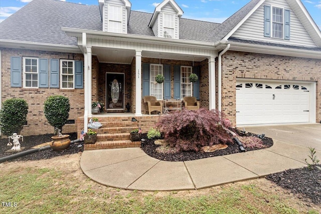 151 Donnibrook Run, Fuquay Varina, NC 27526 - view of front facade featuring a porch, brick siding, concrete driveway, and a garage