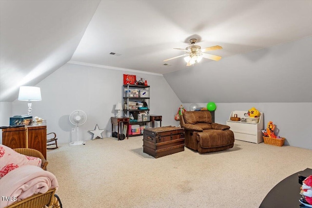 151 Donnibrook Run, Fuquay Varina, NC 27526 - carpeted bedroom featuring lofted ceiling and ceiling fan