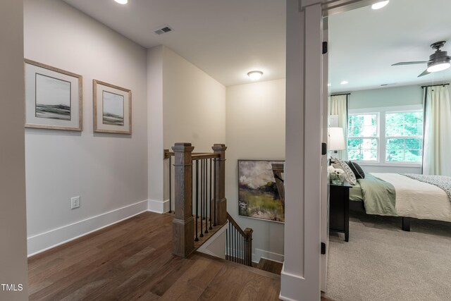 318 Ivy Ridge Rd, Chapel Hill, NC 27516 - corridor featuring an upstairs landing, wood finished floors, baseboards, and recessed lighting