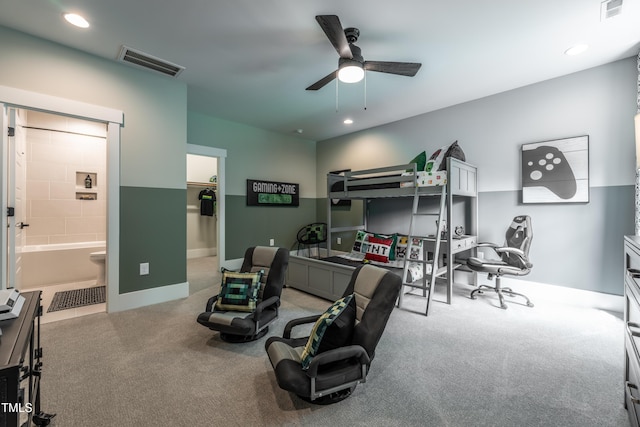 318 Ivy Ridge Rd, Chapel Hill, NC 27516 - carpeted bedroom featuring ensuite bath, recessed lighting, ceiling fan, baseboards, and a spacious closet