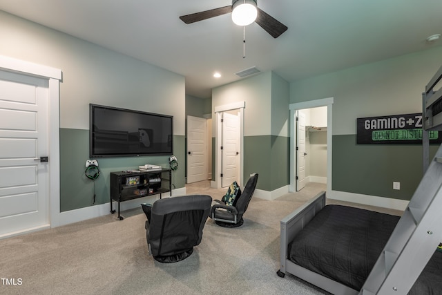 318 Ivy Ridge Rd, Chapel Hill, NC 27516 - living area featuring ceiling fan, carpet floors, baseboards, and recessed lighting