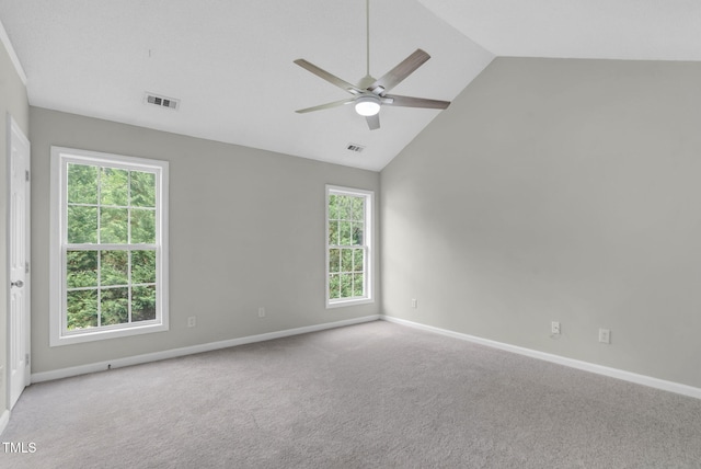 8820 Waynick Dr, Raleigh, NC 27617 - spare room with ceiling fan, healthy amount of natural light, baseboards, carpet flooring, and high vaulted ceiling