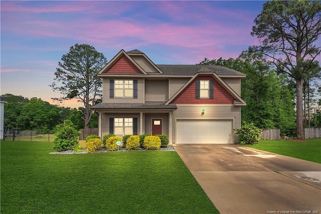 craftsman house with an attached garage, driveway, and roof with shingles