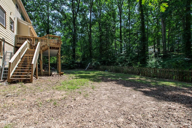 1005 Temple St, Raleigh, NC 27609 - view of yard featuring stairs and a deck