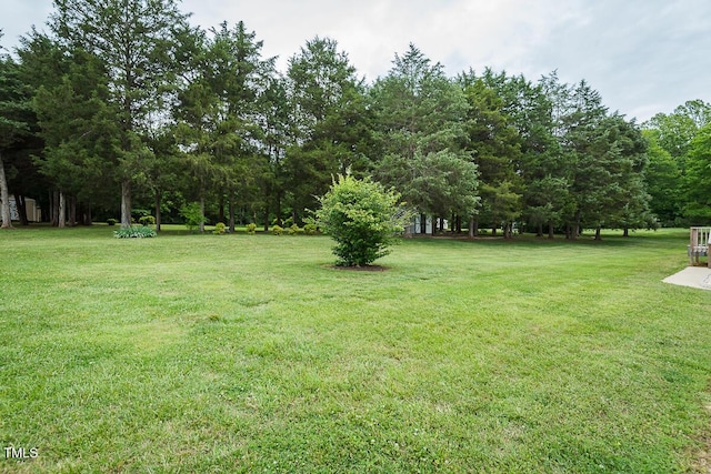 view of green lawn featuring view of scattered trees