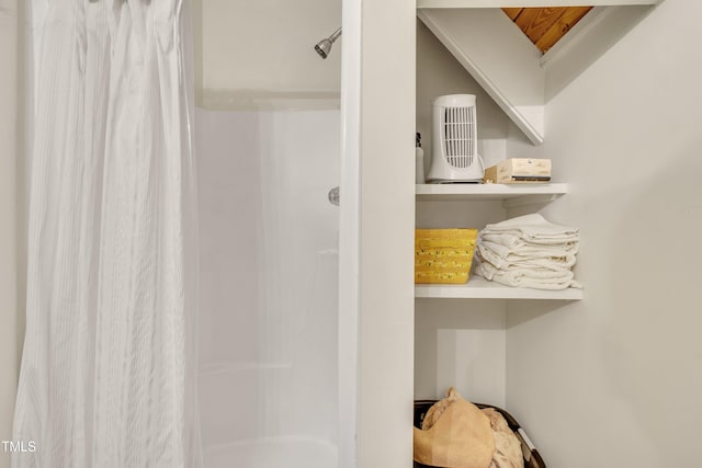bathroom featuring a shower with curtain