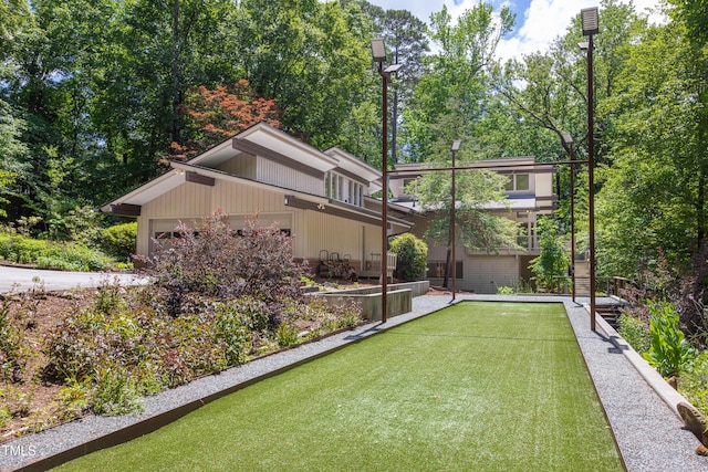 view of yard with an attached garage