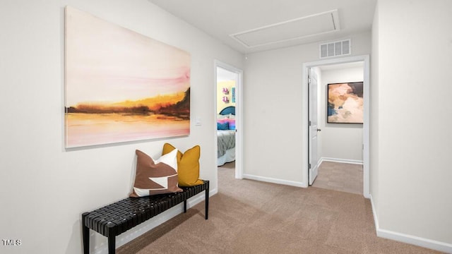 816 Bullhorn Dr, Wake Forest, NC 27587 - corridor with attic access, carpet, and baseboards