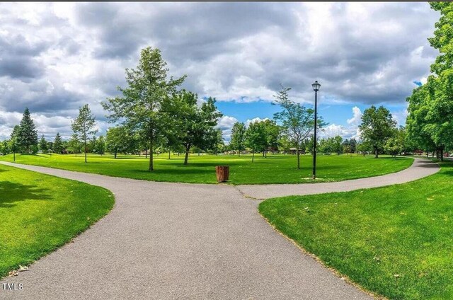 view of property's community with a lawn