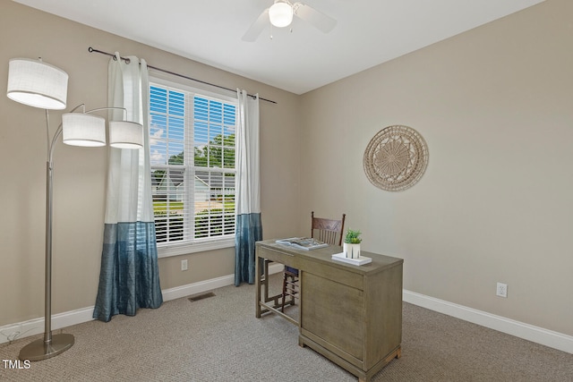 182 Brendamoore Ct, Fuquay Varina, NC 27526 - carpeted home office featuring baseboards and ceiling fan