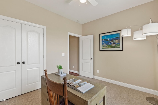 182 Brendamoore Ct, Fuquay Varina, NC 27526 - carpeted home office with ceiling fan and baseboards