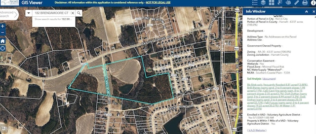 182 Brendamoore Ct, Fuquay Varina, NC 27526 - map of property location with property parcel outlined