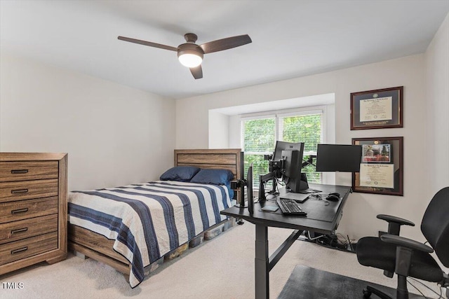 111 Killam Ct Unit 2A, Cary, NC 27513 - bedroom featuring light colored carpet, a desk, and a ceiling fan