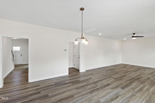 50 Rosewood Ln, Youngsville, NC 27596 - empty room featuring wood finished floors, ceiling fan, baseboards, and recessed lighting