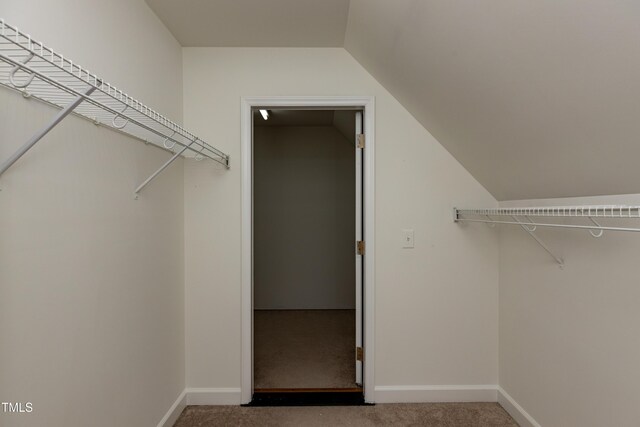 716 Lakeview Ave, Wake Forest, NC 27587 - spacious closet featuring carpet and vaulted ceiling