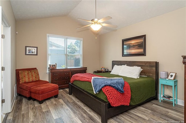 3024 Metthame Dr, Fayetteville, NC 28306 - bedroom with wood finished floors, vaulted ceiling, and ceiling fan