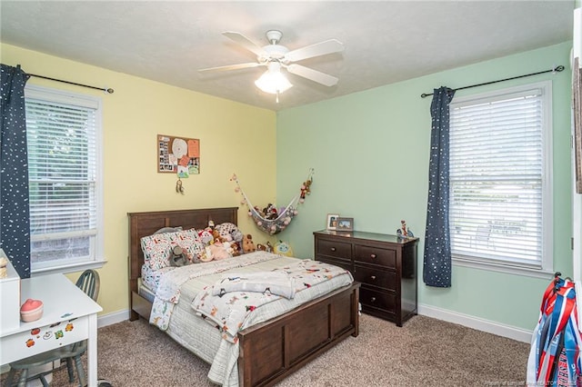3024 Metthame Dr, Fayetteville, NC 28306 - bedroom with light colored carpet, baseboards, and ceiling fan