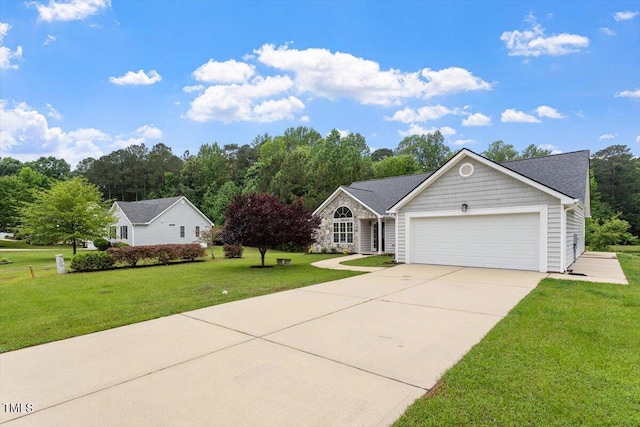 1969 Bowles Ave, Creedmoor, NC 27522 - view of front of house with a garage, a front lawn, and concrete driveway