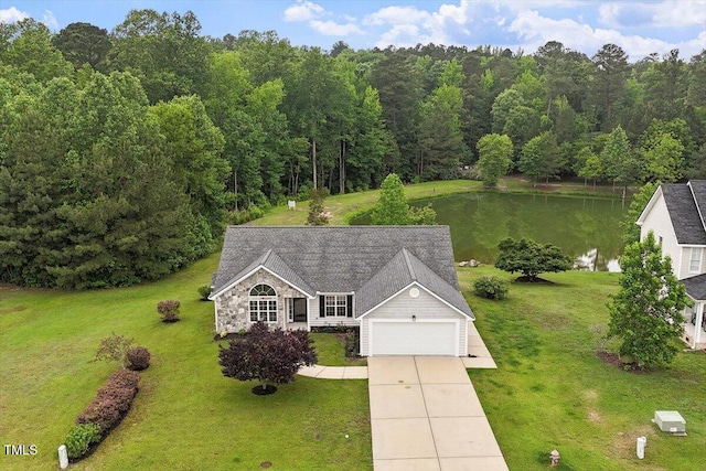 1969 Bowles Ave, Creedmoor, NC 27522 - aerial view of property and surrounding area with a nearby body of water and a forest